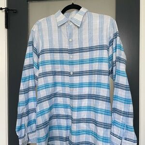 Tommy Bahama Long Sleeved Men's Blue Striped Shirt